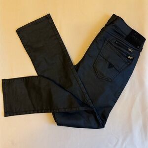 MINT Guess Harlem Ultra-Slim Coated Zip Jeans - Black - 34x32